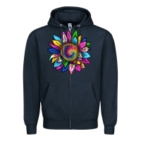 Navy tie dye sunflower Zipper Hoodie - texasbilliewilder