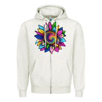 Oatmeal Heather tie dye sunflower Zipper Hoodie - texasbilliewilder
