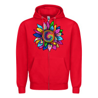 Red tie dye sunflower Zipper Hoodie - texasbilliewilder