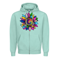 Seafoam tie dye sunflower Zipper Hoodie - texasbilliewilder