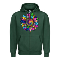 Sports Green tie dye sunflower Zipper Hoodie - texasbilliewilder
