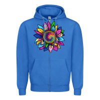 True Royal tie dye sunflower Zipper Hoodie - texasbilliewilder