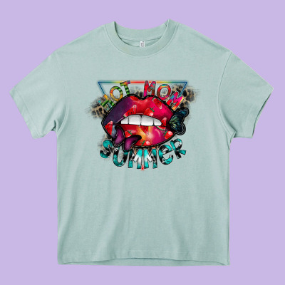 Hot Mom Summer Heavy Core Tee Designed By Cowhidedigitalart