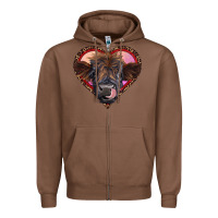 Chestnut leopard heart highland calf Zipper Hoodie - RanaPortraitStore