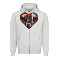 Dove Grey leopard heart highland calf Zipper Hoodie - RanaPortraitStore