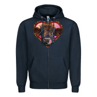 Navy leopard heart highland calf Zipper Hoodie - RanaPortraitStore