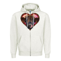 Oatmeal Heather leopard heart highland calf Zipper Hoodie - RanaPortraitStore