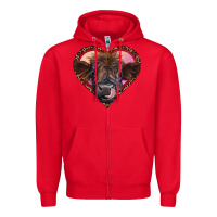 Red leopard heart highland calf Zipper Hoodie - RanaPortraitStore