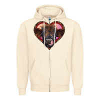 Sandshell leopard heart highland calf Zipper Hoodie - RanaPortraitStore