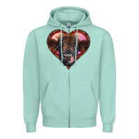 Seafoam leopard heart highland calf Zipper Hoodie - RanaPortraitStore