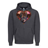 Smoke leopard heart highland calf Zipper Hoodie - RanaPortraitStore