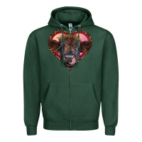 Sports Green leopard heart highland calf Zipper Hoodie - RanaPortraitStore