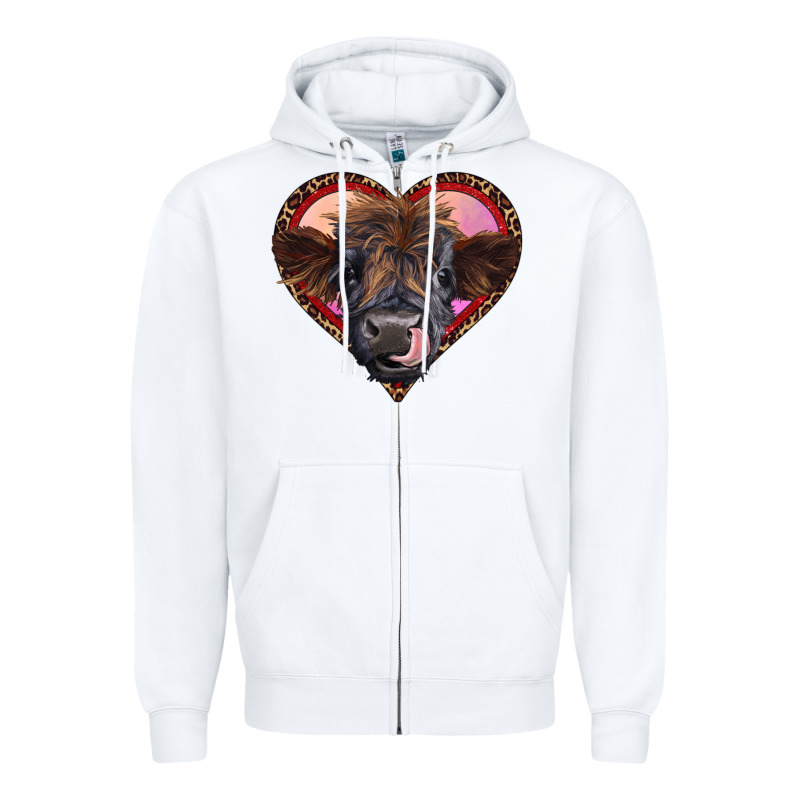 Leopard Heart Highland Calf Zipper Hoodie by RanaPortraitStore | Teevron