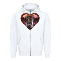 White leopard heart highland calf Zipper Hoodie - RanaPortraitStore