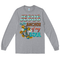Heather Grey jesus is the anchor of my soul Long Sleeve Tee - texasbilliewilder