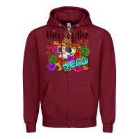Burgundy mexican day of the dead Zipper Hoodie - Zillion Design Studio