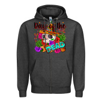 Charcoal Heather mexican day of the dead Zipper Hoodie - Zillion Design Studio