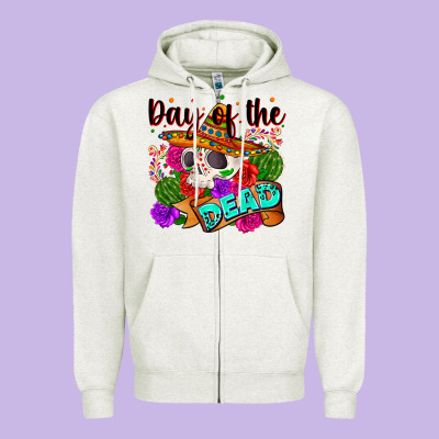 Mexican Day Of The Dead Zipper Hoodie Designed By Zillion Design Studio