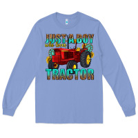 Colony Blue just a boy who loves tractor Long Sleeve Tee - texasbilliewilder