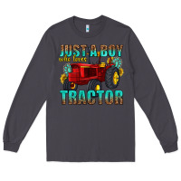 Smoke just a boy who loves tractor Long Sleeve Tee - texasbilliewilder