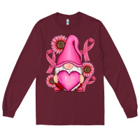Burgundy Breast Cancer gnomes Long Sleeve Tee - RanaPortraitStore
