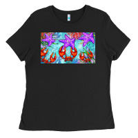 Black crab and starfish  cup Ladies Tee - BarkalooDesign