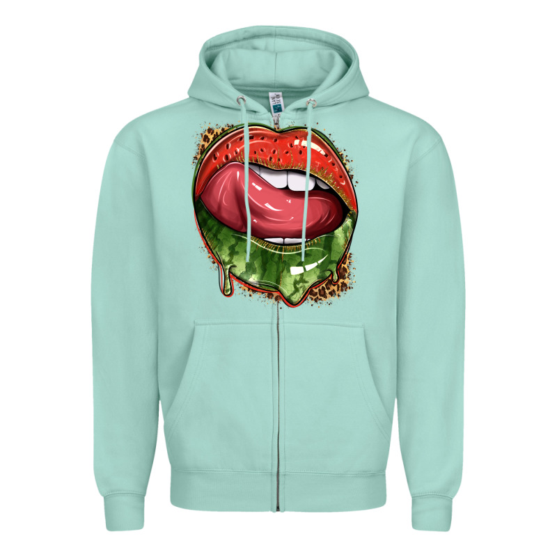 Watermelon Lips With Leopard Zipper Hoodie by texasbilliewilder | Teevron