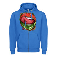 True Royal watermelon lips with leopard Zipper Hoodie - texasbilliewilder