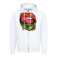 White watermelon lips with leopard Zipper Hoodie - texasbilliewilder