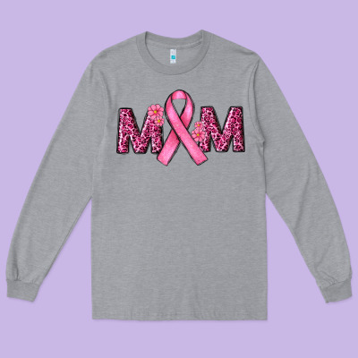 Long Sleeve Tee Breast Cancer Awareness Mom