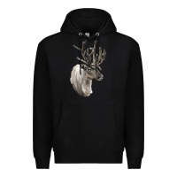 Black Reindeer Buck Deer Head Premium Hoodie - LillyAllenDesigns