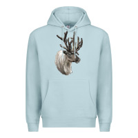 Blue Mist Reindeer Buck Deer Head Premium Hoodie - LillyAllenDesigns