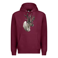 Burgundy Reindeer Buck Deer Head Premium Hoodie - LillyAllenDesigns