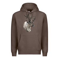 Coffee Reindeer Buck Deer Head Premium Hoodie - LillyAllenDesigns