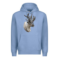 Colony Blue Reindeer Buck Deer Head Premium Hoodie - LillyAllenDesigns