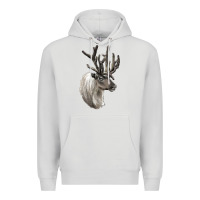 Dove Grey Reindeer Buck Deer Head Premium Hoodie - LillyAllenDesigns