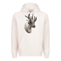 Pale Pink Reindeer Buck Deer Head Premium Hoodie - LillyAllenDesigns