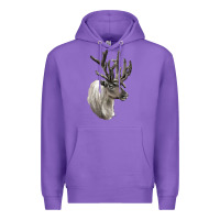 Purple Reindeer Buck Deer Head Premium Hoodie - LillyAllenDesigns