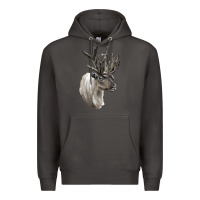 Smoke Reindeer Buck Deer Head Premium Hoodie - LillyAllenDesigns