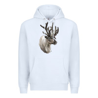 White Reindeer Buck Deer Head Premium Hoodie - LillyAllenDesigns
