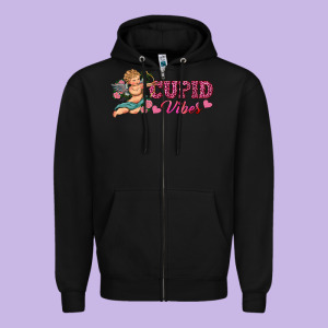 Cupid Vibes Zipper Hoodie Designed By Ranaportraitstore