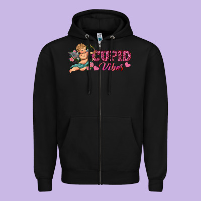 Cupid Vibes Zipper Hoodie Designed By Ranaportraitstore