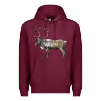 Burgundy reindeer buck deer Premium Hoodie - LillyAllenDesigns