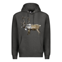 Charcoal Heather reindeer buck deer Premium Hoodie - LillyAllenDesigns