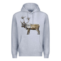 Heather Grey reindeer buck deer Premium Hoodie - LillyAllenDesigns