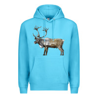 Ocean Blue reindeer buck deer Premium Hoodie - LillyAllenDesigns
