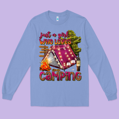 Just A Girl Who Loves Camping Long Sleeve Tee Designed By Texasbilliewilder