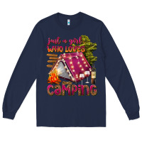 Navy just a girl who loves camping Long Sleeve Tee - texasbilliewilder
