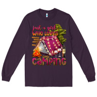 Plum just a girl who loves camping Long Sleeve Tee - texasbilliewilder