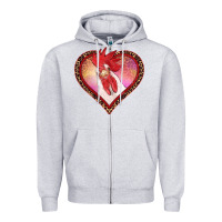 Heather Grey valentine's day rooster with leopard heart Zipper Hoodie - RanaPortraitStore